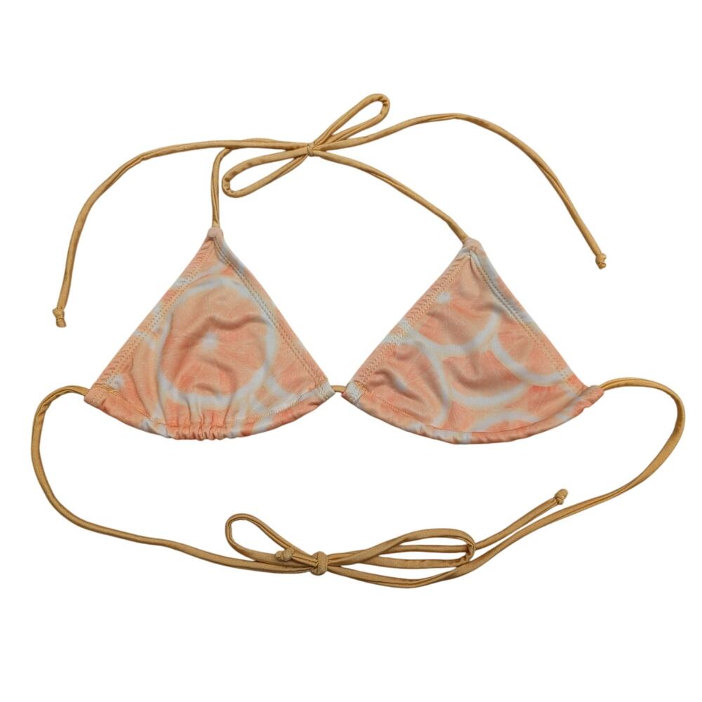 Forplay Orange Citrus Print Triangle Bikini‎ Top Swimwear Bathing Suit Vacation